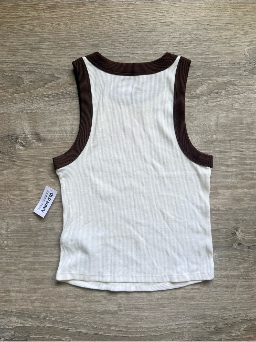 Old Navy Women’s Cream Tank Top Brown Trim NWT - Picture 3 of 6